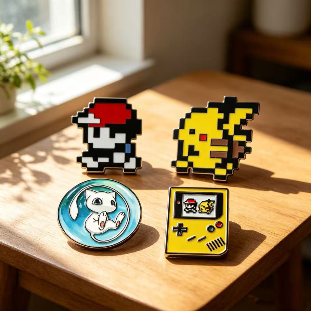 Retro Gaming Gif - 4pcs Retro Game bit Pixel Enamel