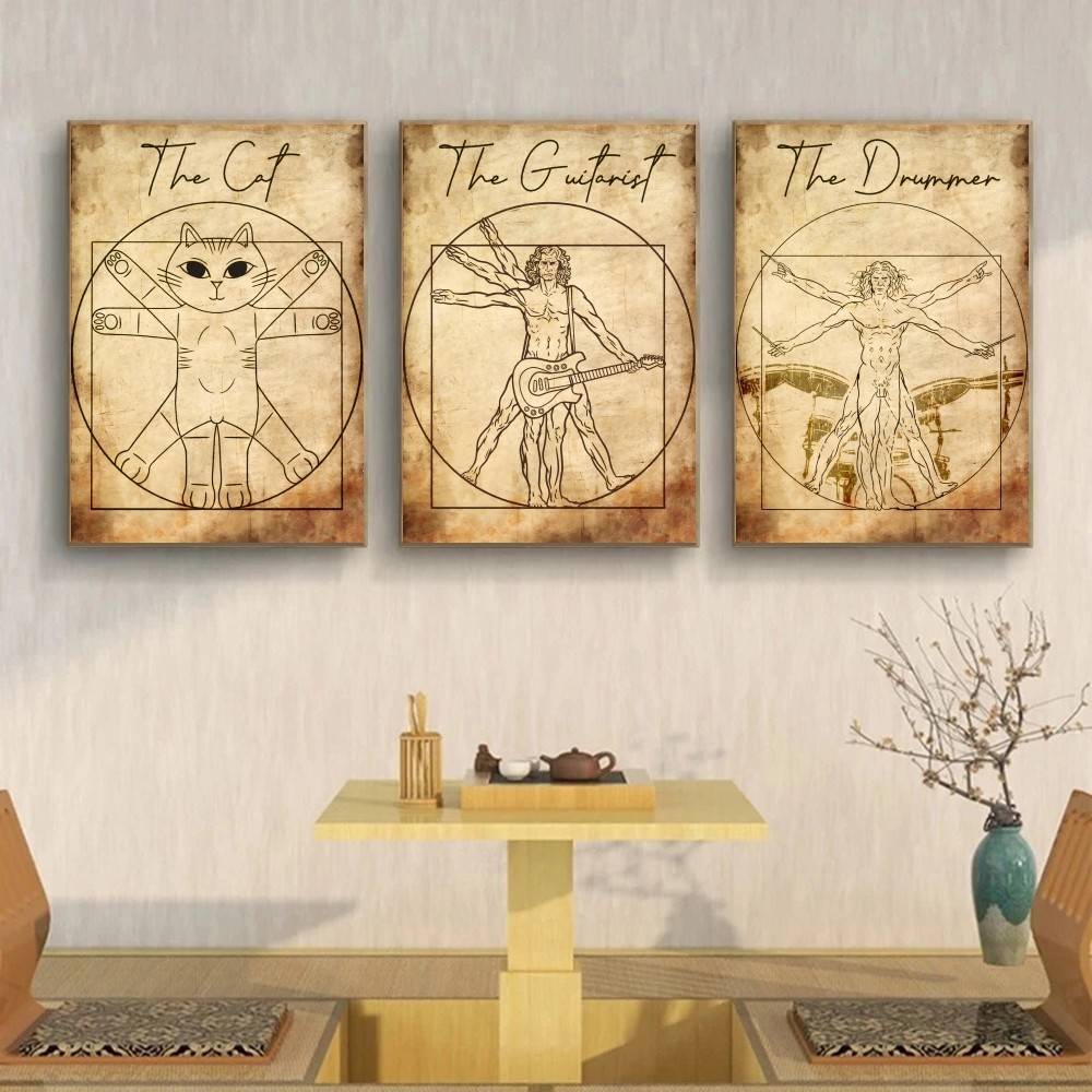 Vintage Vitruvian Style Music  - Retro Gaming Wallpaper 评论和价格
