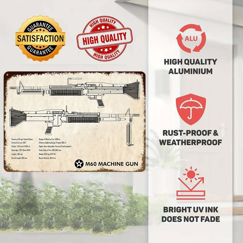 M60 Machine Gun Paper Tin Post - Retro Gaming Wallpaper 评论和价格