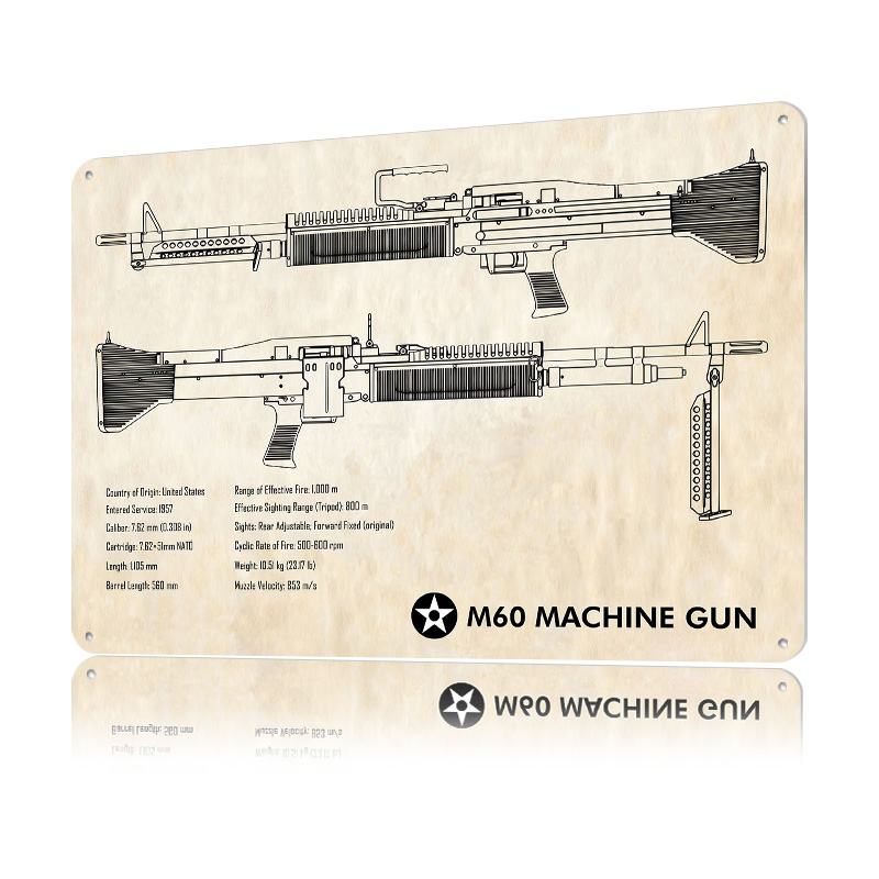 M60 Machine Gun Paper Tin Post - Retro Gaming Wallpaper 评论和价格
