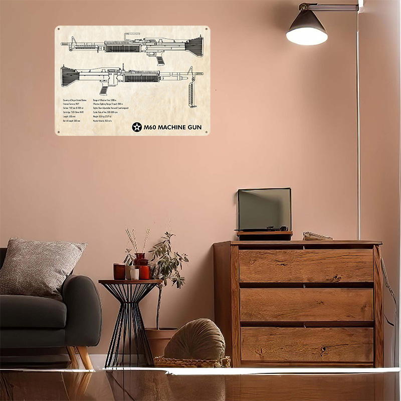M60 Machine Gun Paper Tin Post - Retro Gaming Wallpaper 评论和价格